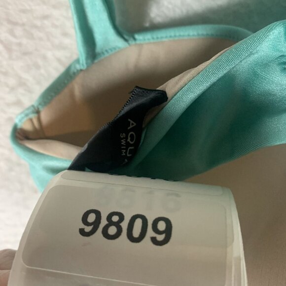 Aqua Swim Ruched Underwire Bikini Top Women's Large Aqua Polyester Stretch S9809 - Picture 5 of 5